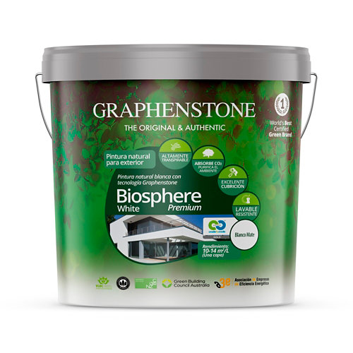 Pintura exterior biosphere premium graphenstone mate 15l blanco de la marca GRAPHENSTONE en acabado de color Blanco fabricado en Varios, ver descripción