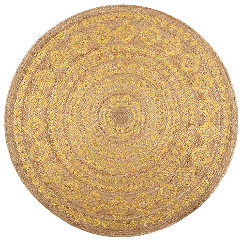 Alfombra amarilla yute yute stampato 140 x 140cm