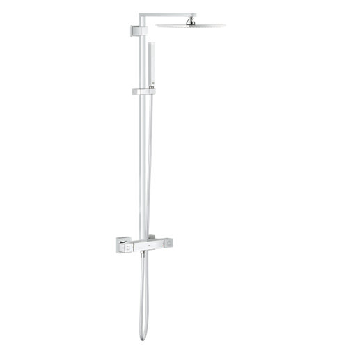 Columna de ducha termostática grohe cube gris cromado de la marca Grohe en acabado de color Gris / plata fabricado en Latón
