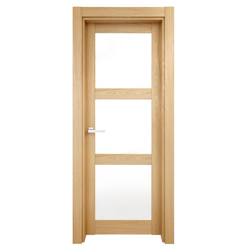 Puerta abatible moscu roble line plus con cristal roble derecha de 82.5x203 cm