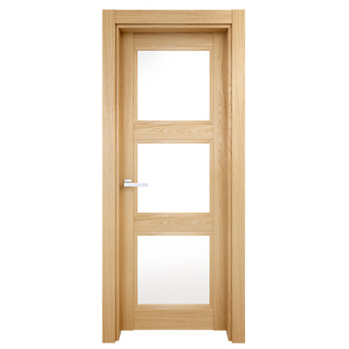 Puerta abatible moscu roble line plus con cristal roble izquierda de 62.5x203 cm