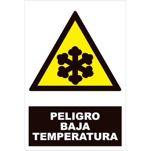 Cartel peligro baja temperatura 25x17cm