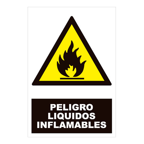 Cartel peligroso liquidos infamable 34x23cm