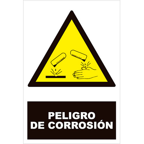 Cartel peligro corrosión 25x17cm