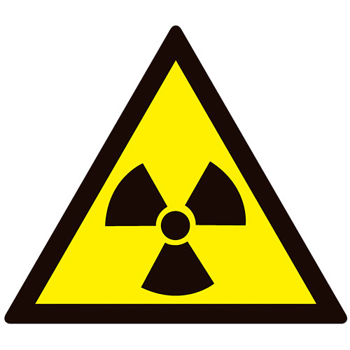 Cartel pvc adhesivo peligro radiación 15 cm