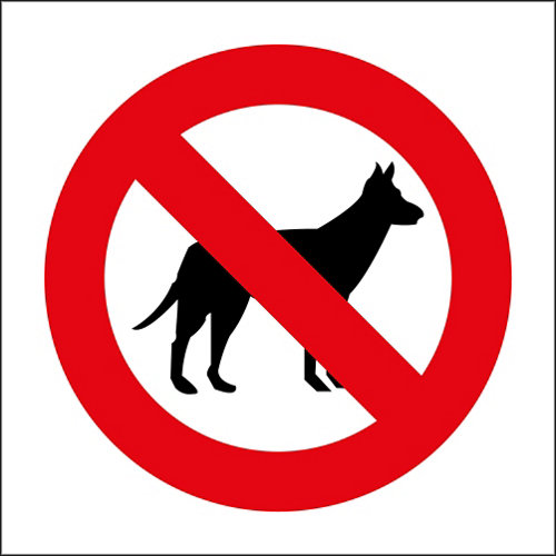 Cartel prohibido paso a perros 23x23 cm