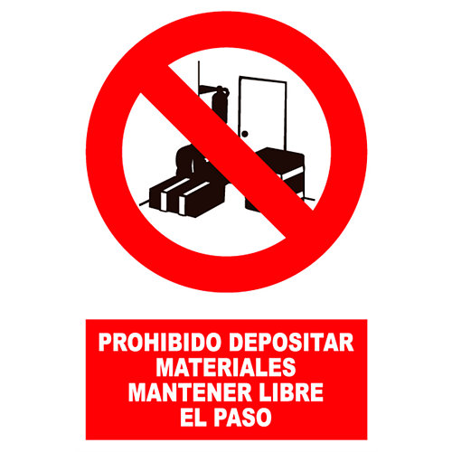 Cartel prohibido depositar material 23x34 cm