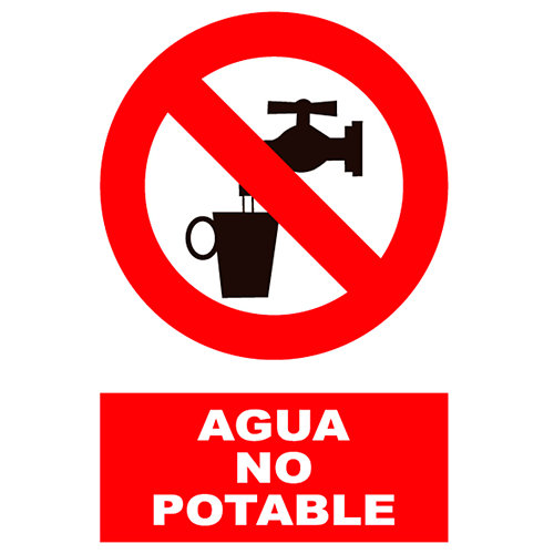 Cartel agua no potable 23x34 cm