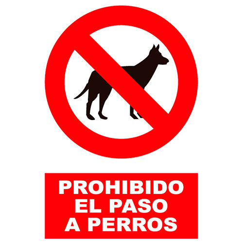 Cartel prohibido paso a perros 17x25 cm