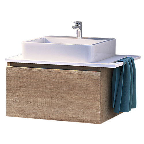 Mueble de baño con espejo laura natural 60x45 cm de la marca ARTYSAN en acabado de color Marrón fabricado en Aglomerado de particulas