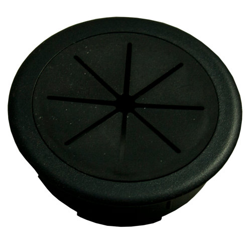 Tapa pasa cable de plástico negra de 2x60 mm
