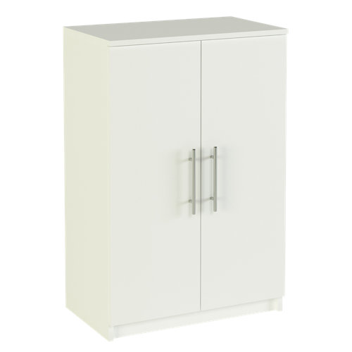Puerta doble acristalada berna roble gris 130x115(72+42)cm i 28 Zapatero nimes blanco para 18 pares de 60x92x38 cm