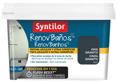 Pintura Multisuperficie Renov Baño Flash gris satinado 0,5L