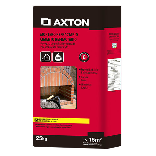 Mortero refractario axton 25 kg gris