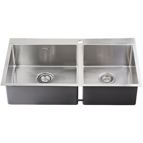 Fregadero 2 seno acero inoxidable andemen jupiter para muebles de 90 cm
