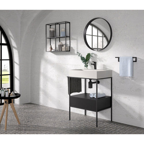 Mueble baño outline negro 60 cm con lavabo compac