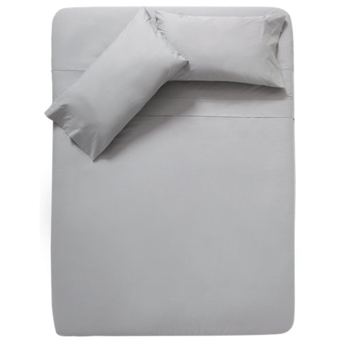 Sábana encimera algodón gris / plata para cama 135 / 140 cm