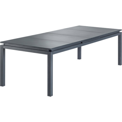 Mesa extensible de aluminio odissea gris de 76.5x256/320 cm
