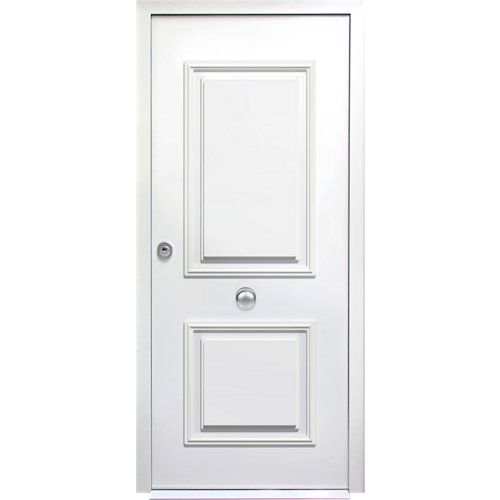 Puerta de entrada acorazada 3101 2 cuadros derecha blanco/blanco de 90x209 cm