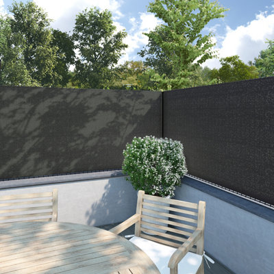 beige y antracita Grau&Anthrazit 200x90cm privacidad y protección UV para balcón plástico camping y tiempo libre jardín instalaciones Protector para balcones 