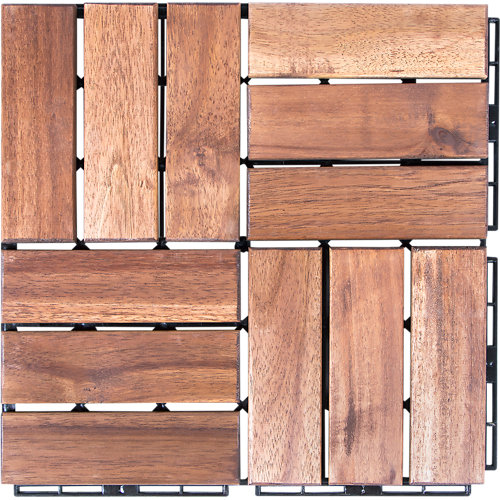 Pack de 9 baldosas exterior madera de acacia 30x30 cm