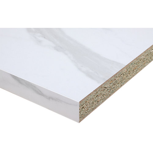 Encimera laminada hidrófuga mármol blanco 6019 bordes rectos 63x180x3,8 cm