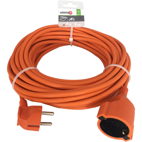Prolongador de cable lexman naranja 3x1,5 mm² 15 m