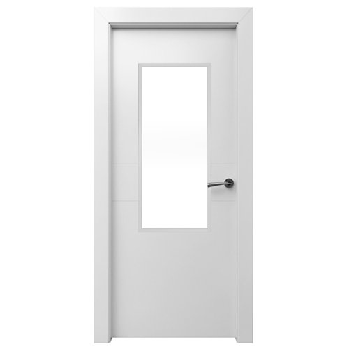 Puerta abatible vilna blanca con hueco para 1 vidrio apertura izq de 72 5 cm