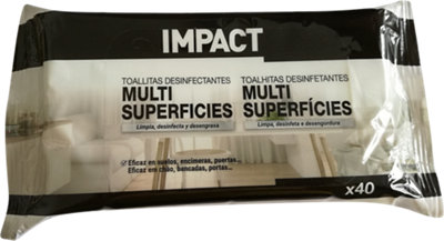 40 Toallitas desinfectantes multisuperficie IMPACT