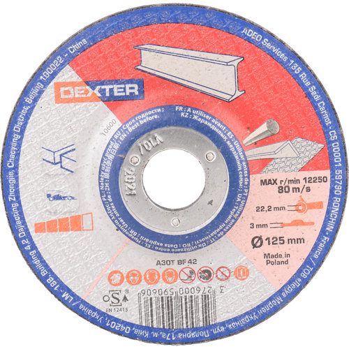 Disco de corte acero dexter 125x3 mm