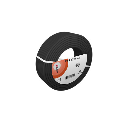 Cable eléctrico rvk 3 hilos de 2.5 mm2, 100 m, color negro de la marca TOP CABLE en acabado de color Negro fabricado en Cobre