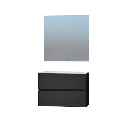 Mueble de baño con lavabo y espejo taylor negro 80x45 cm de la marca ARTYSAN en acabado de color Negro fabricado en Aglomerado de particulas