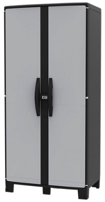 Armario baldas de resina Cool XL 85x180x52cm gris/negro puertas · LEROY