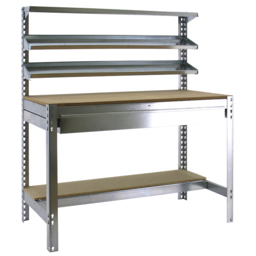 Pack de mesa banco de trabajo + estantería metálica 5b