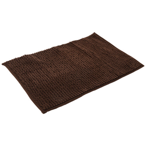 Alfombra de baño chenille rectangular marrón chocolate 40x60 cm