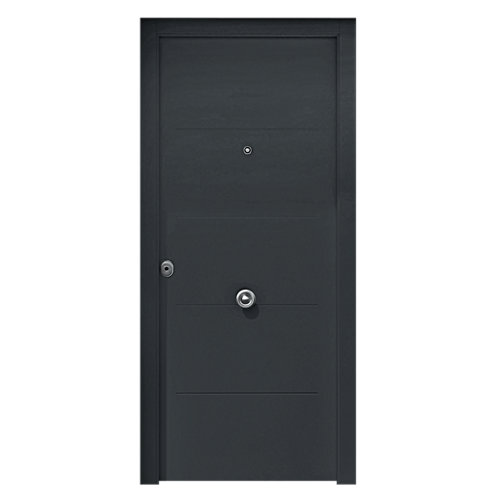 Puerta oboe nogal de apertura derecha de 125.00 cm 26 Puerta de entrada metálica saga fresada gris derecha de 90x210 cm