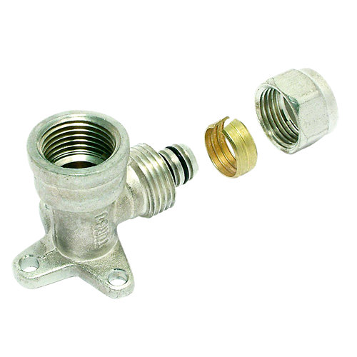 Codo comprensión con soporte de ø16 mm 1/2