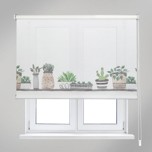 Estor enrollable cactus blanco de 105x190cm