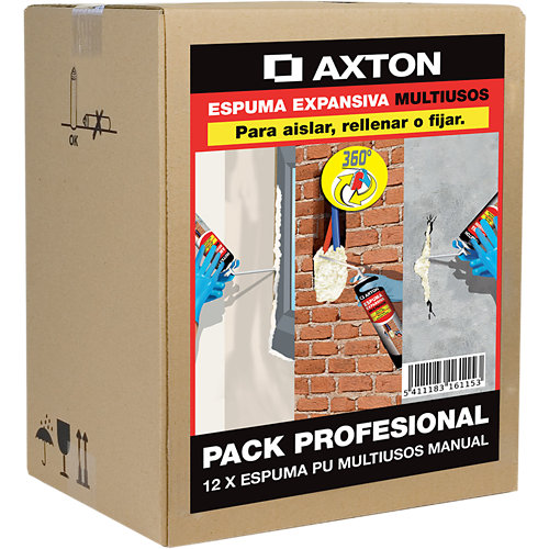 Caja 12 botes de espuma axton 750 ml manual