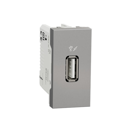 Toma de usb estrecho schneider new unica aluminio