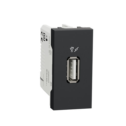 Toma de usb estrecho schneider new unica antracita