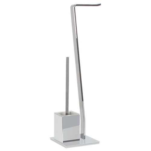 Escobillero y portarrollo oslo blanco brillante 18x57 cm de la marca Blanca / Sin definir en acabado de color Gris / plata fabricado en Acero