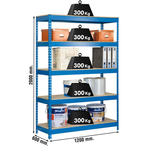 Estanteria bricoforte azul/madera 200x120x60cm