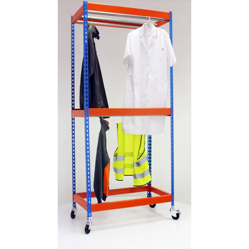 Estanteria simonclothing movil 3 colgadores azul/naranja
