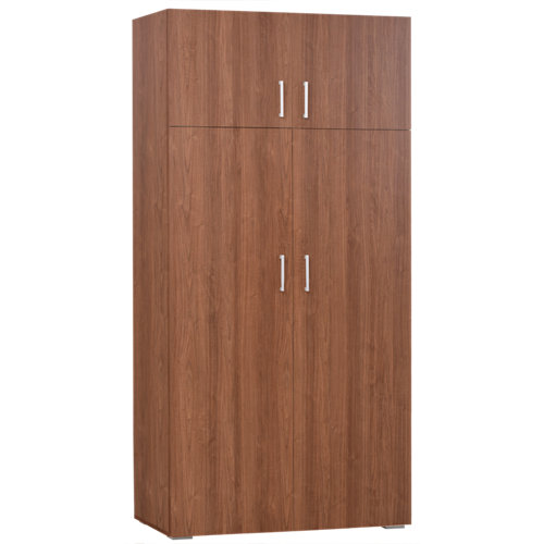 Toldo menorca brazo punto recto motorizado con cofre blanco y tela café 4x1m 28 Armario serie one nogal abatible 2 puertas y 2 altillos 200x100x50cm