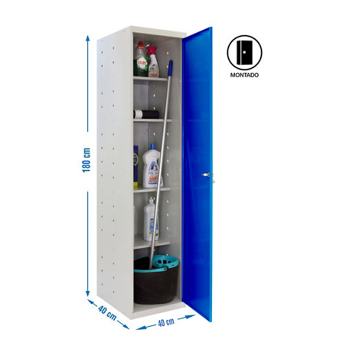 Armario montado cabinet 1 puerta 4 estantes azul