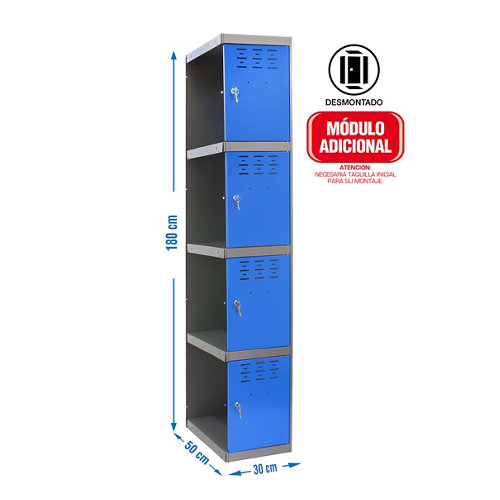 Taquilla desmontada 1 columna 4 puertas adicional 30 azul