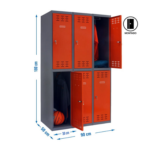 Taquilla tandem 30 montada 3 columnas 6 puertas naranja