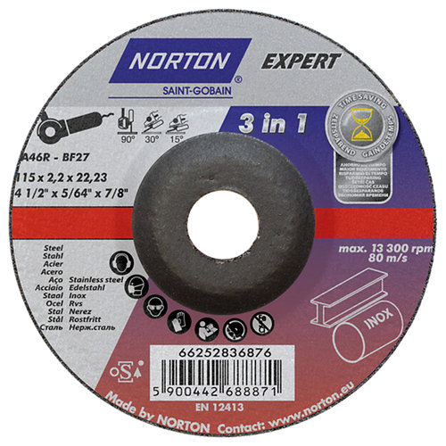 Disco de corte 3 en 1 metal norton expert ø115 mm 2,5mm