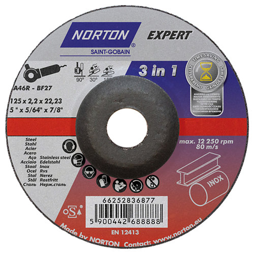 Disco de corte 3 en 1 metal norton expert ø125 mm 2,5mm
